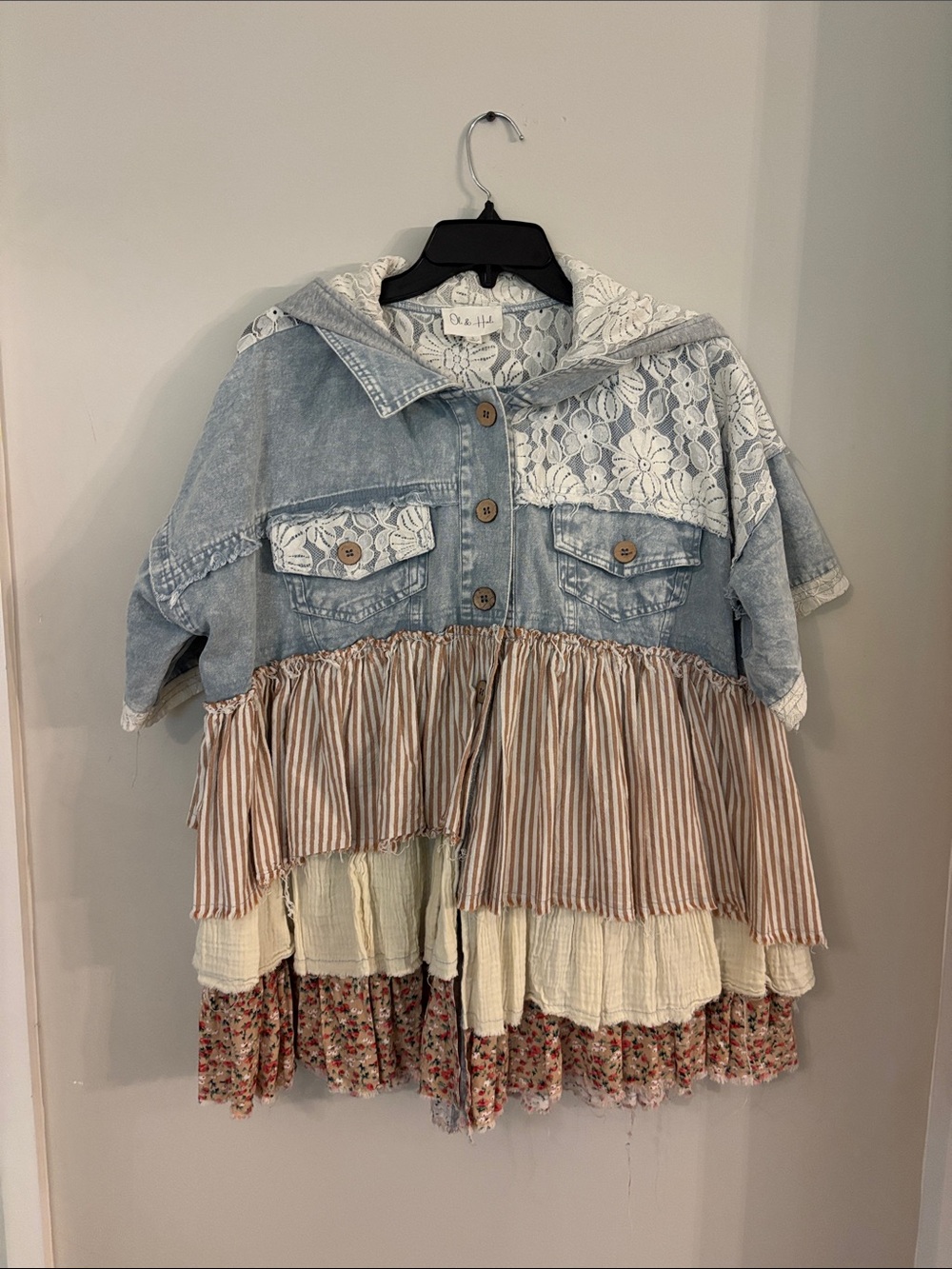 Oli & Hali Light Blue Denim Jacket with Cream Lace